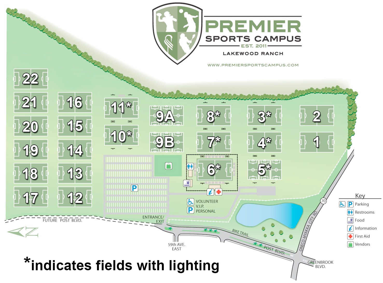 map of premier sports campus soccer fields